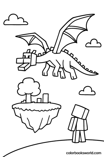 Minecraft Dragon Over Floating Island
